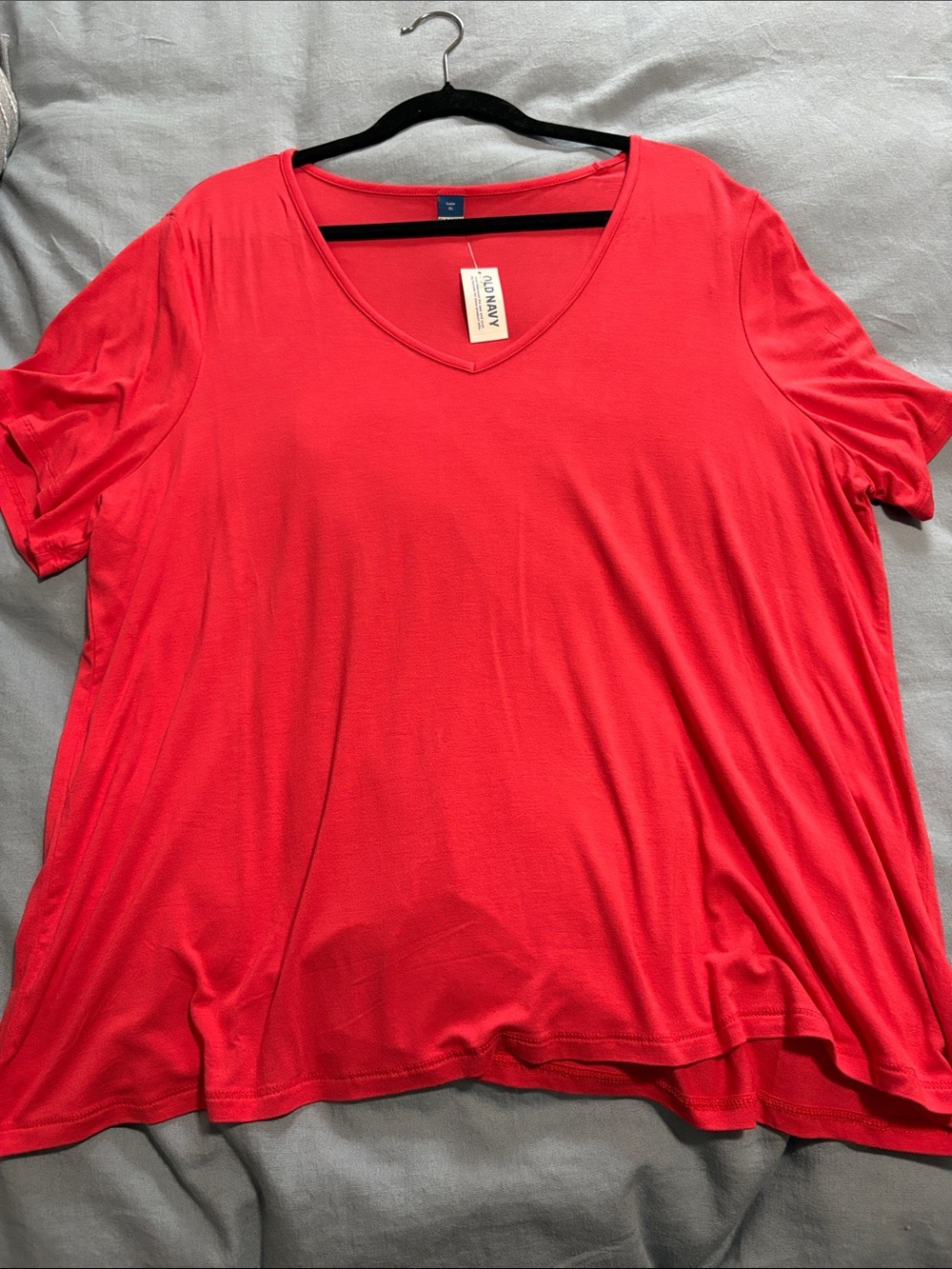 Old Navy Women's V‑Neck Short Sleeve Top — Bright Red